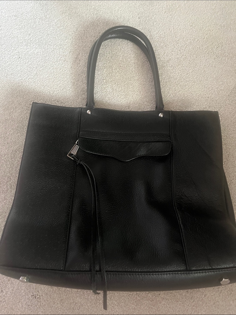 Rebecca Minkoff Black Leather Tote with Tassel Detail